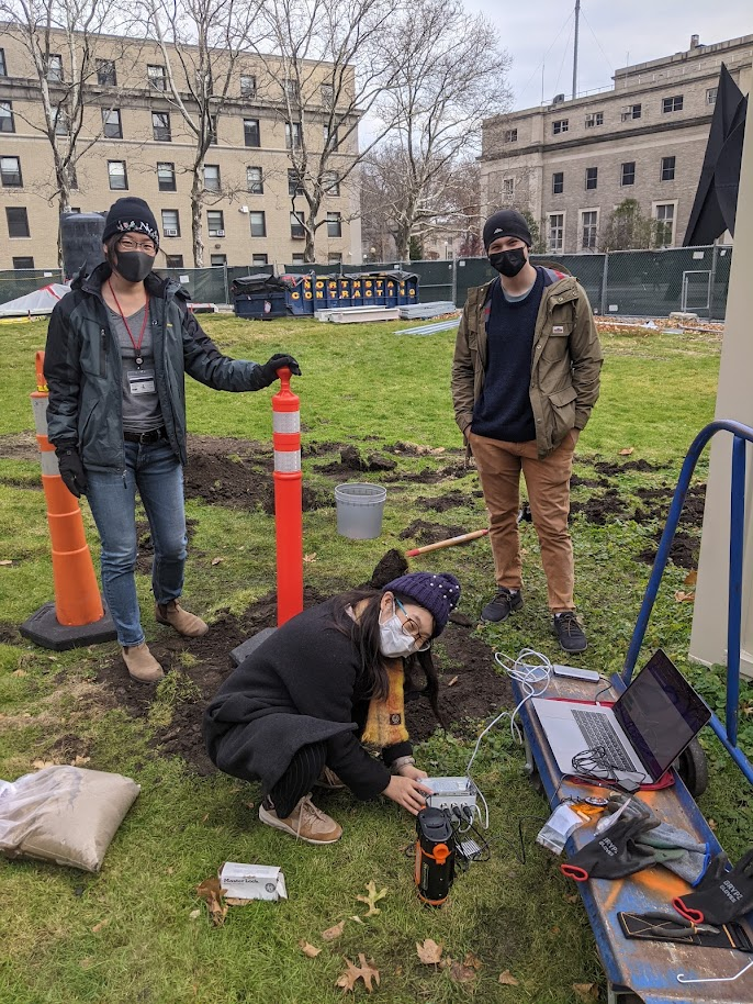 Fig 1. Testing the Blackberry Shake on campus (left to right: myself, Ayako Tsuchiyama, Jared Bryan).