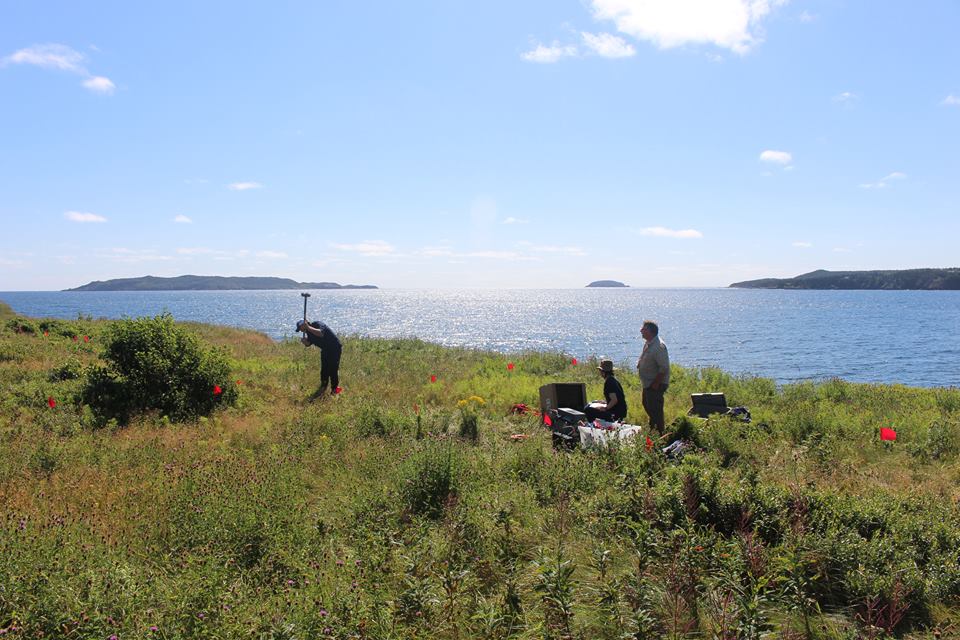 This is the beautiful Newfoundland -- an amazing place where I had the privilege to study as an undergrad student. We were doing geophysics field surveys. (Left: Jacob Newman; middle: me; right: Prof. Chuck Hurich)